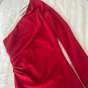 Red One Shoulder Bodycon Mini Dress